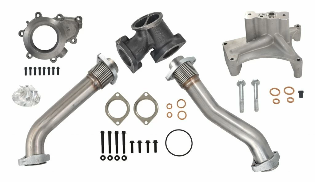 SPOOLOGIC GTP38 Non-EBPV Turbo Pedestal Up-Pipes Billet Wheel Kit for 1999.5-2003 7.3L Powerstroke