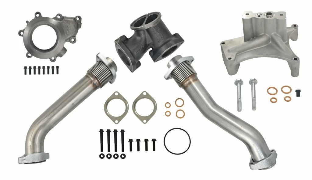 SPOOLOGIC GTP38 Non-EBPV Turbo Pedestal Up-Pipes Kit for 1999.5-2003 7.3L Powerstroke