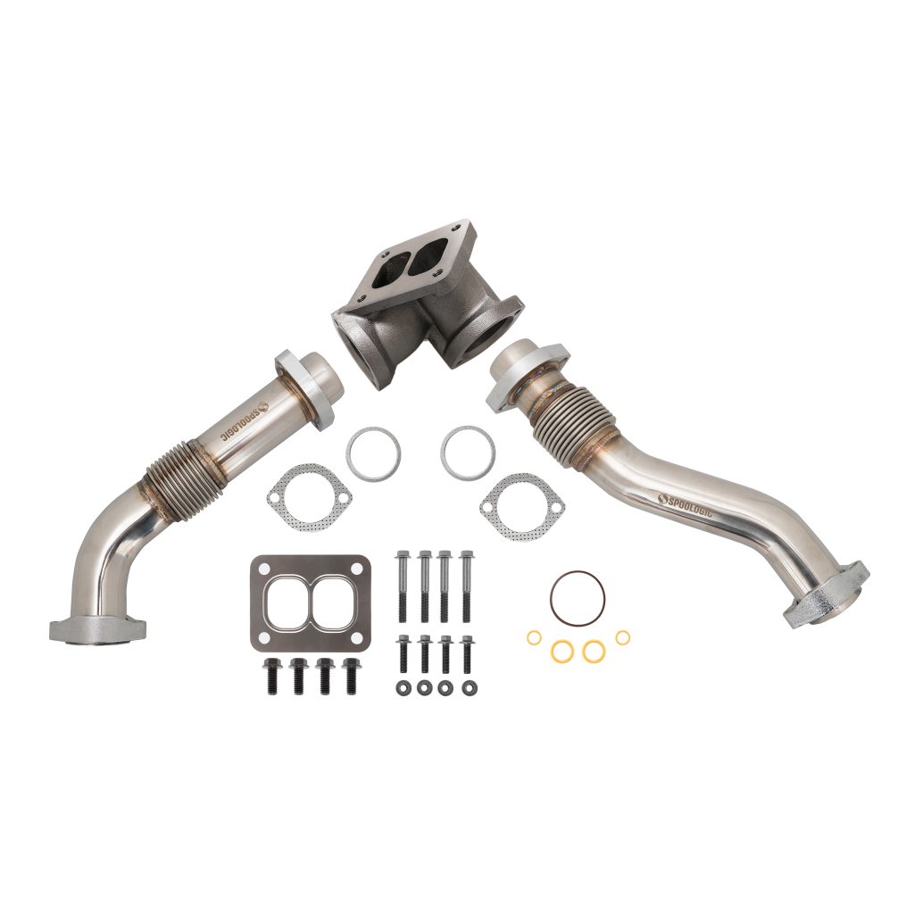 SPOOLOGIC 304SS Bellowed Exhaust Up-Pipes Kit For 1994-1997 Ford 7.3L Powerstroke