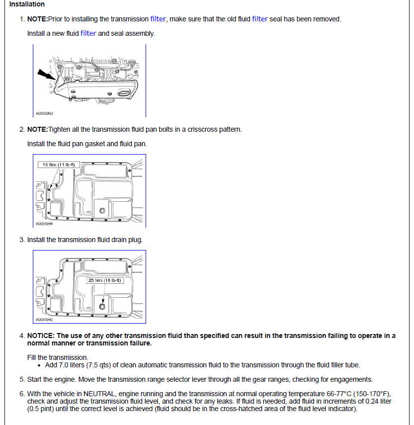 Installing the transmission filter