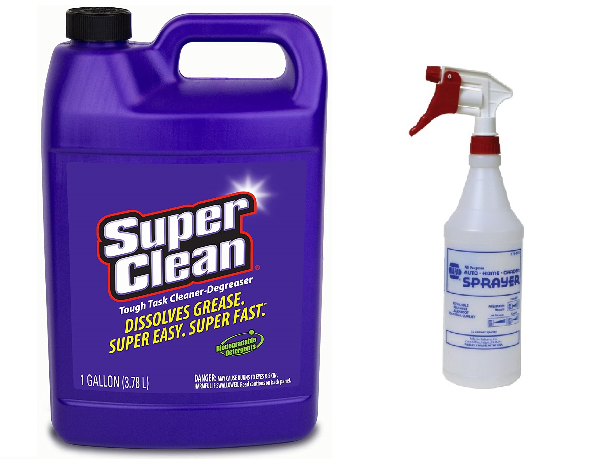 Super Clean Cleaner Degreaser 1 Gallon & 32oz Plastic Dilution Bottle