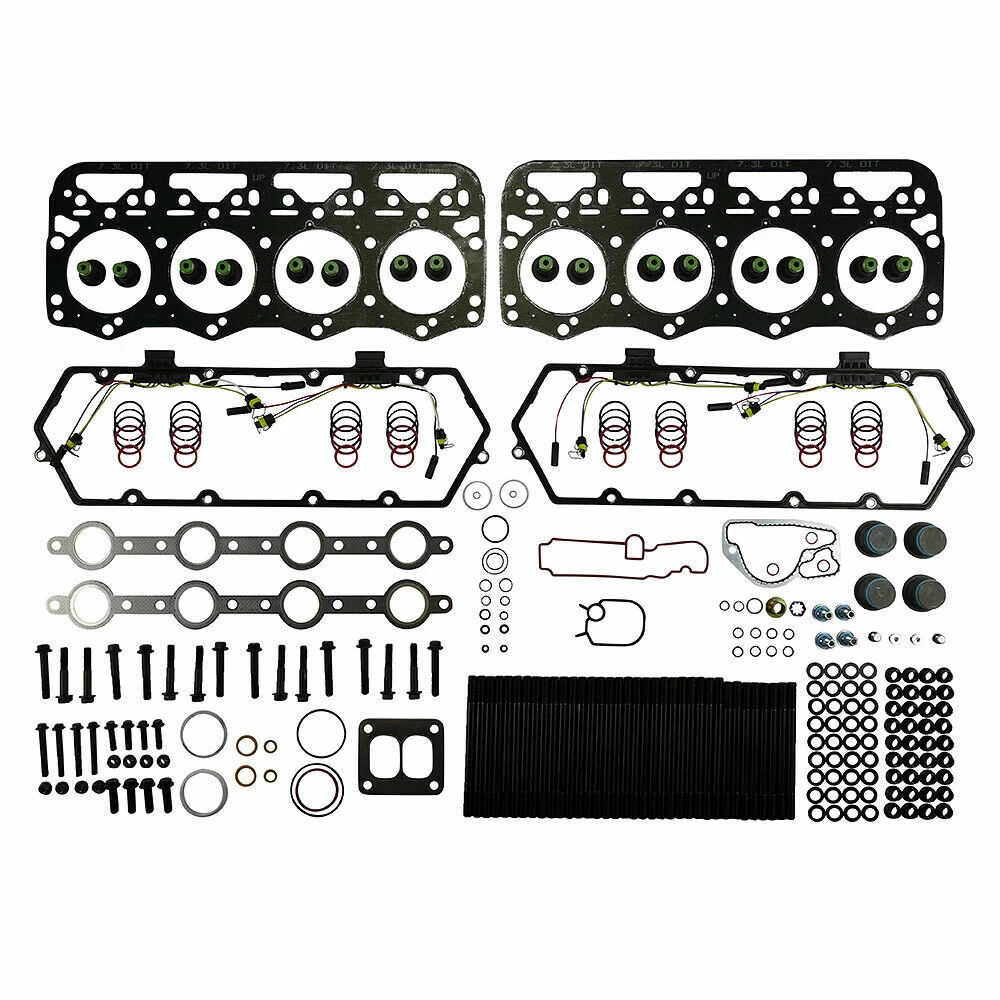 TrackTech Complete Top-End Cylinder Head Gasket / Studs Service Kit for 1994-1997 Ford Powerstroke 7.3L